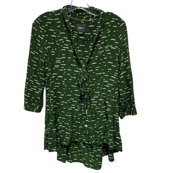 Anthropologie Maeve Green Cloud Swing Top Blouse - Picture 2 of 9